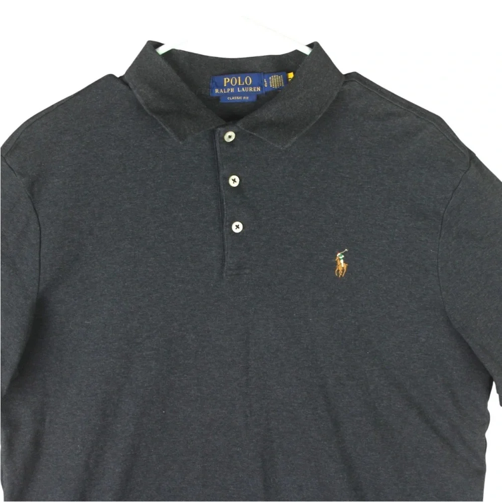 Polo Ralph Lauren Classic Fit Polo Shirt Mens Large Dark Gray Flesh Pony Logo